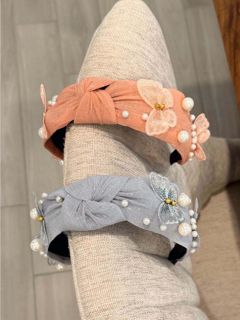 Pearl & Butterfly Knotted Headband Set 
Pink & Blue Boutique NEW - Picture 3 of 12